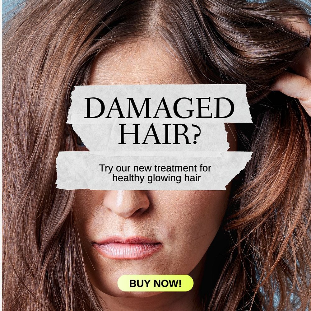 Damaged hair Facebook post template