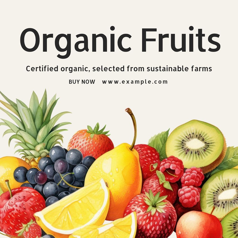 Organic fruits Facebook post template