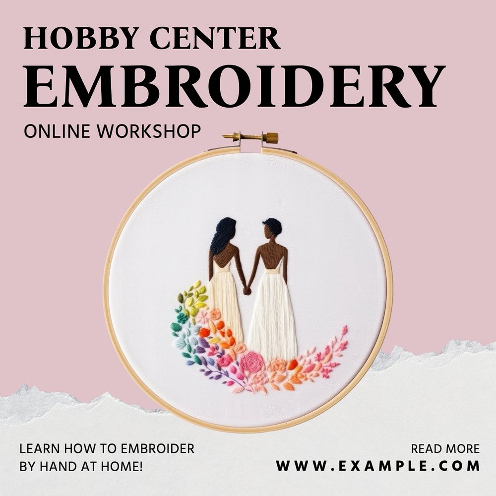 Embroidery class Facebook post template