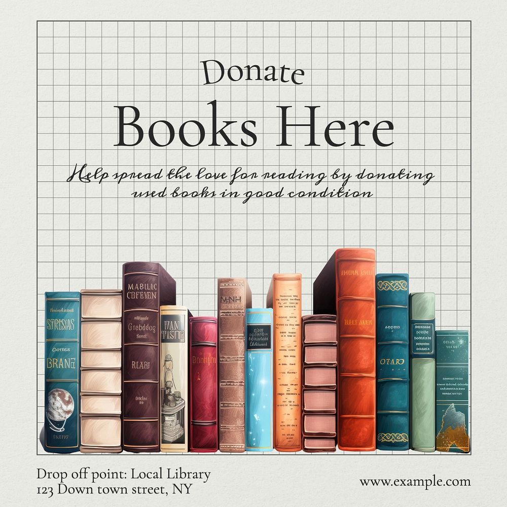 Books donation Facebook post template