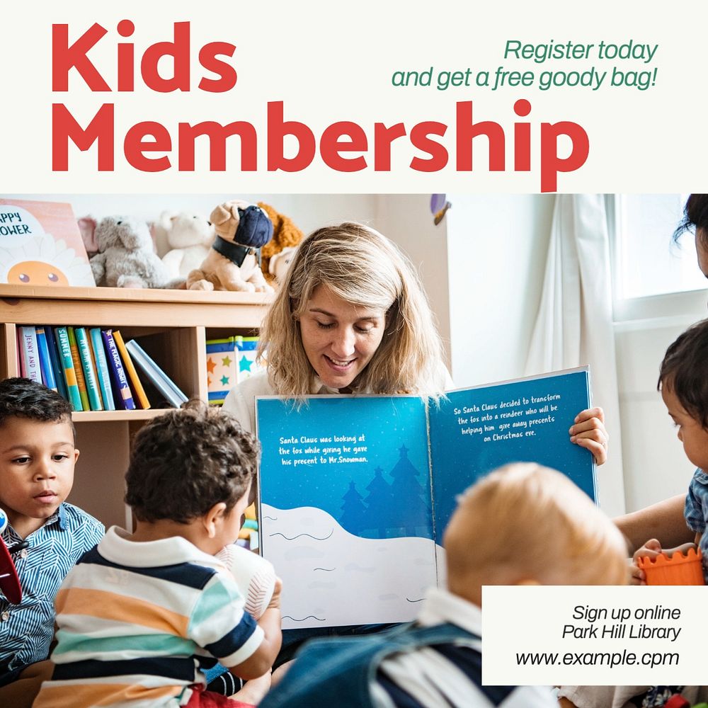 Kids membership Facebook post template