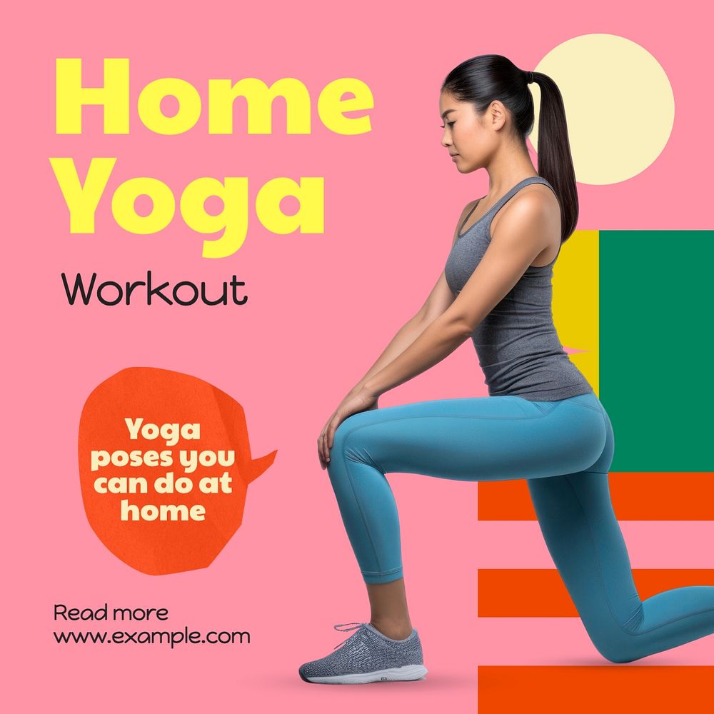 Home yoga workout Facebook post template