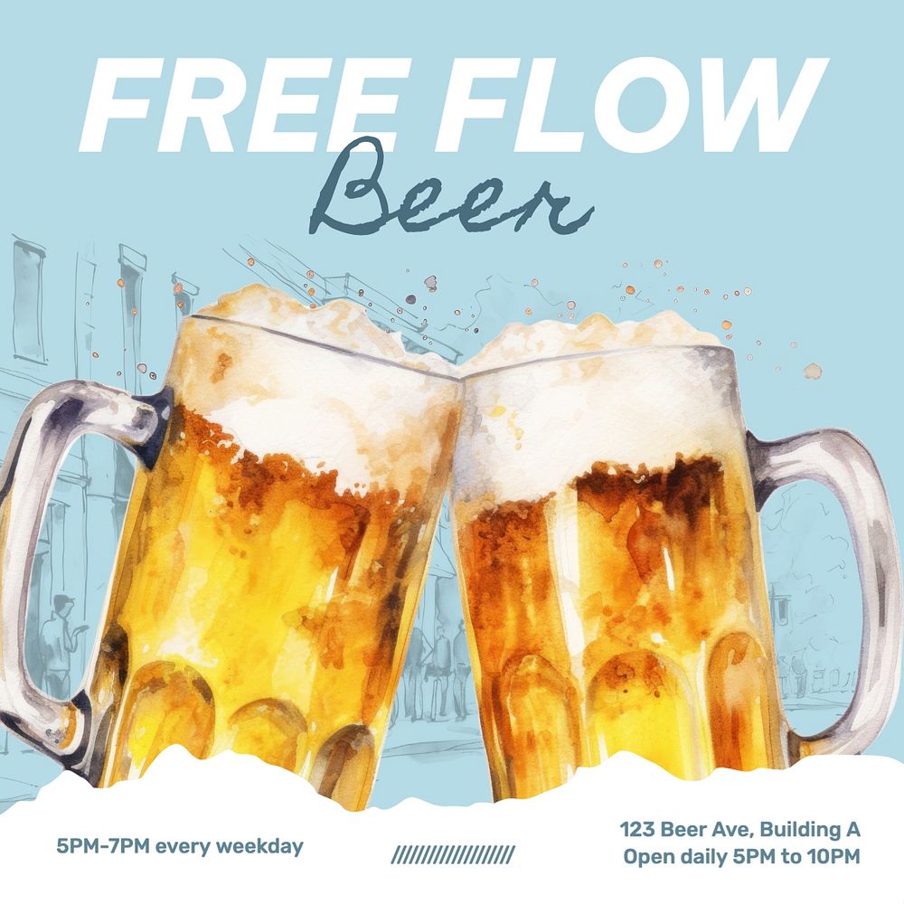 Free flow beer Facebook post template