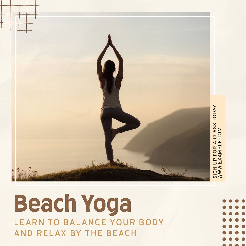 Beach yoga Facebook post template