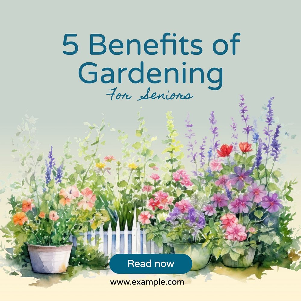 Gardening for seniors Facebook post template