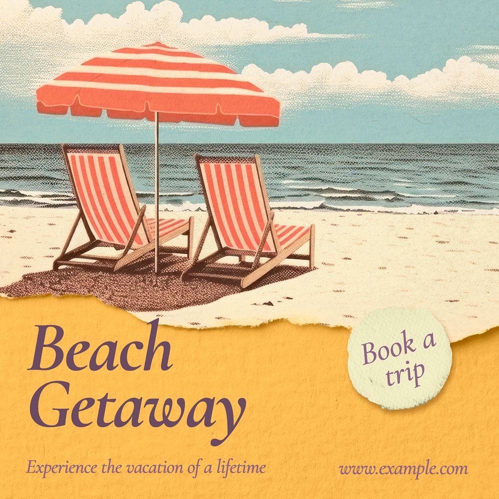 Beach getaway Instagram post template