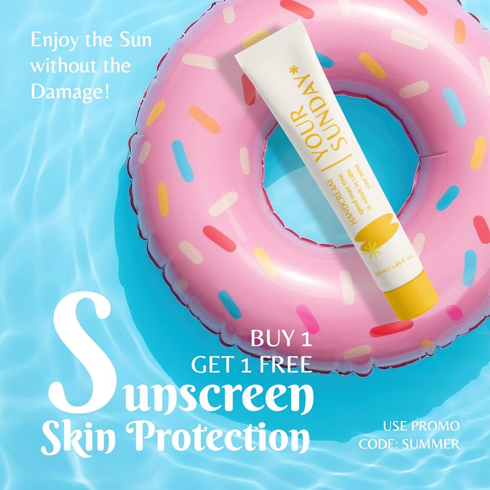 Sunscreen advertisement Instagram post template