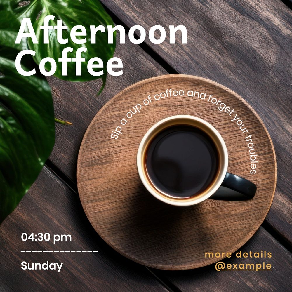 Afternoon coffee Instagram post template