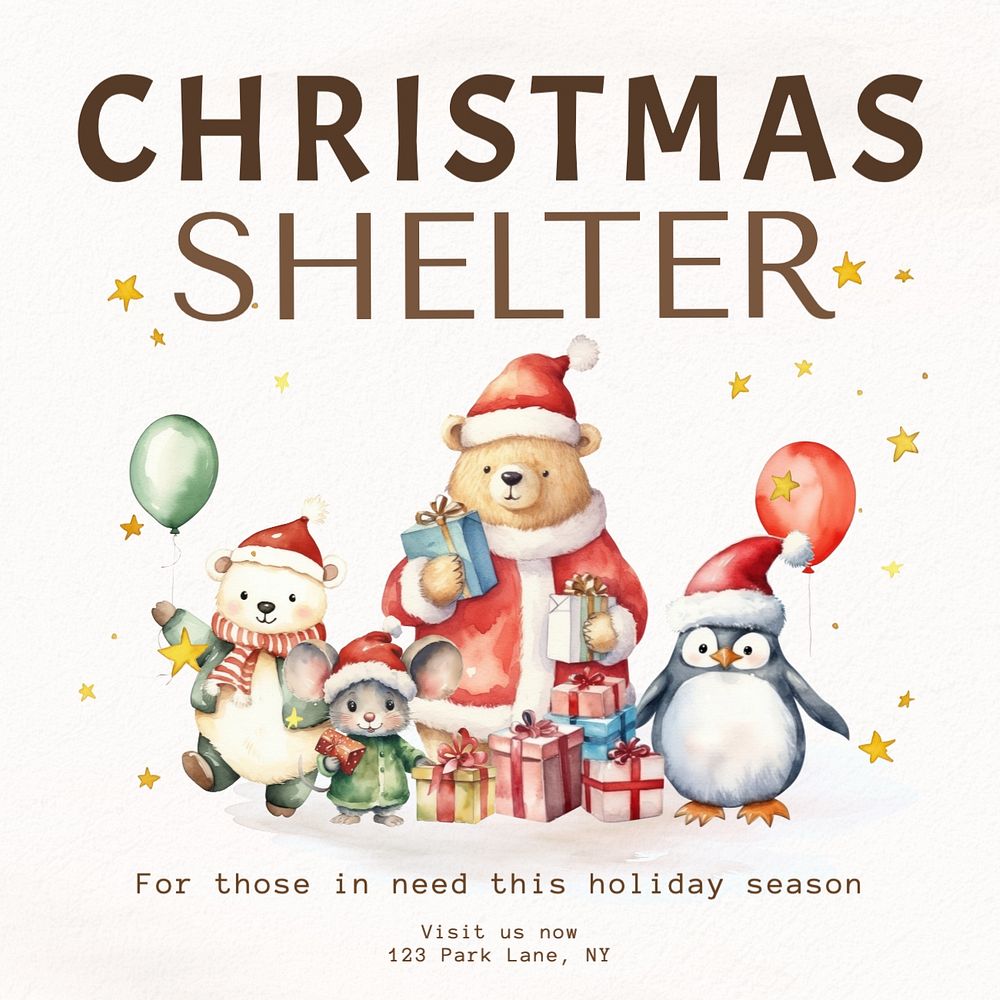 Christmas shelter Facebook post template