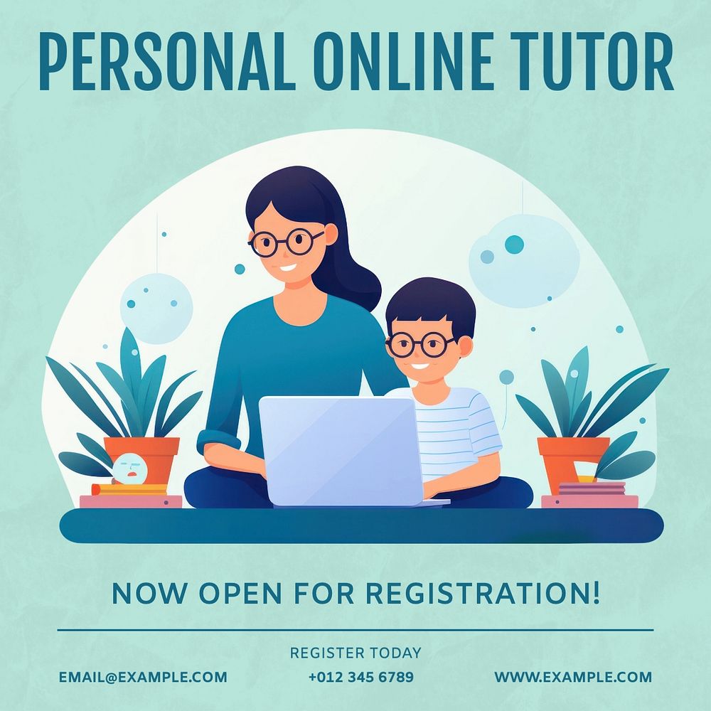 Personal online tutor Facebook post template