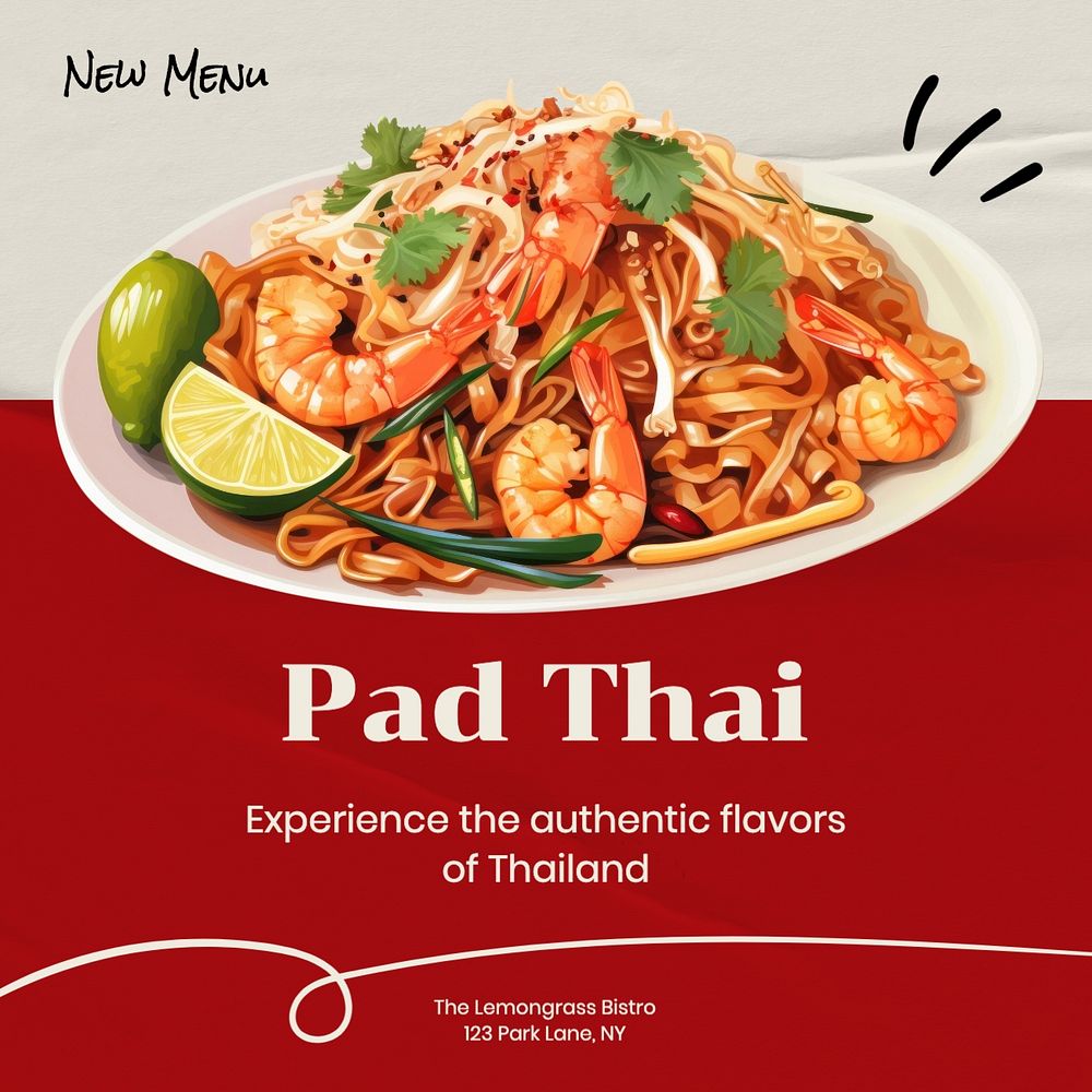 Pad thai Facebook post template