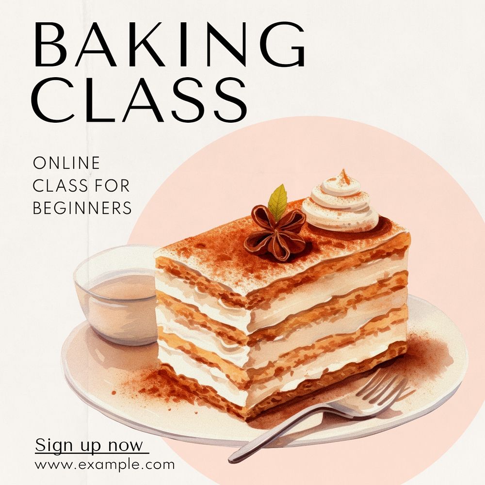 Baking class Facebook post template