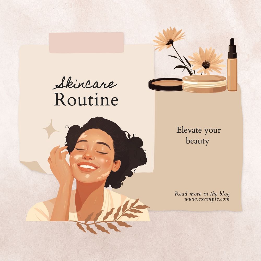 Skincare routine Facebook post template