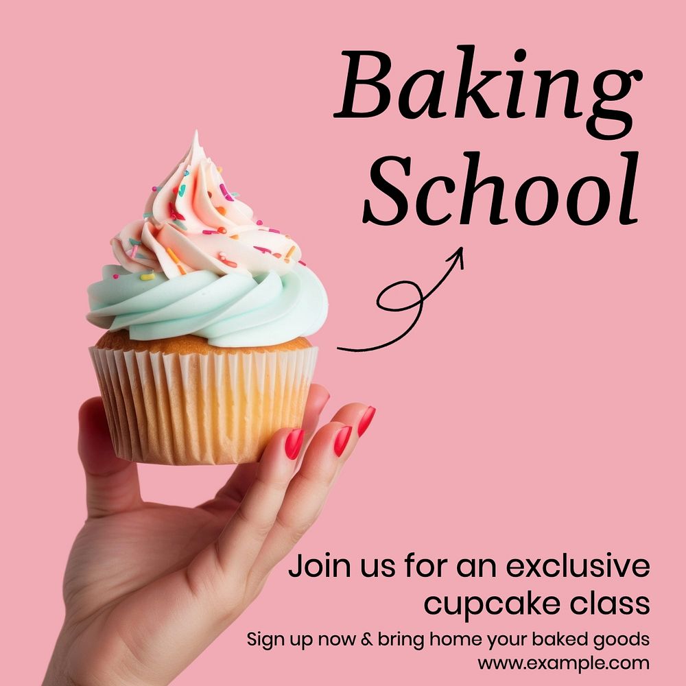 Baking school Facebook post template