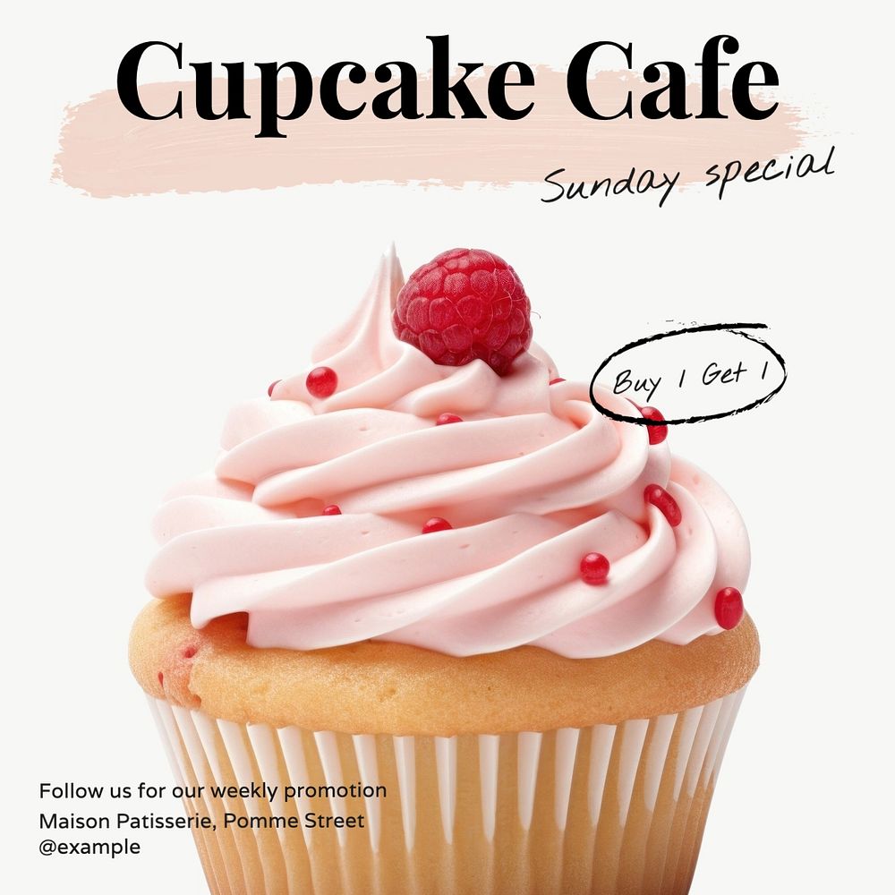 Cupcake cafe Facebook post template