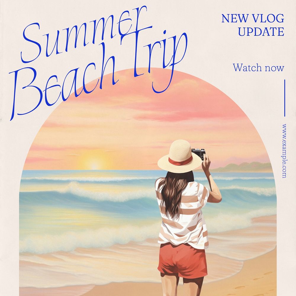 Summer beach trip Instagram post template