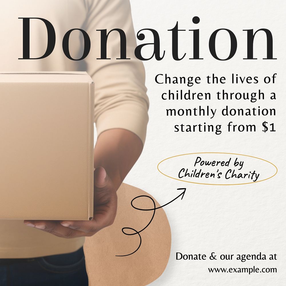 Donation, charity advertisement Instagram post template