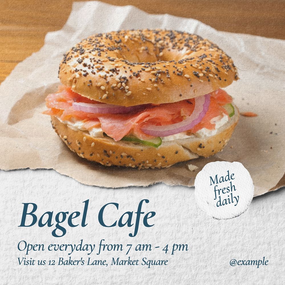 Bagel cafe Instagram post template