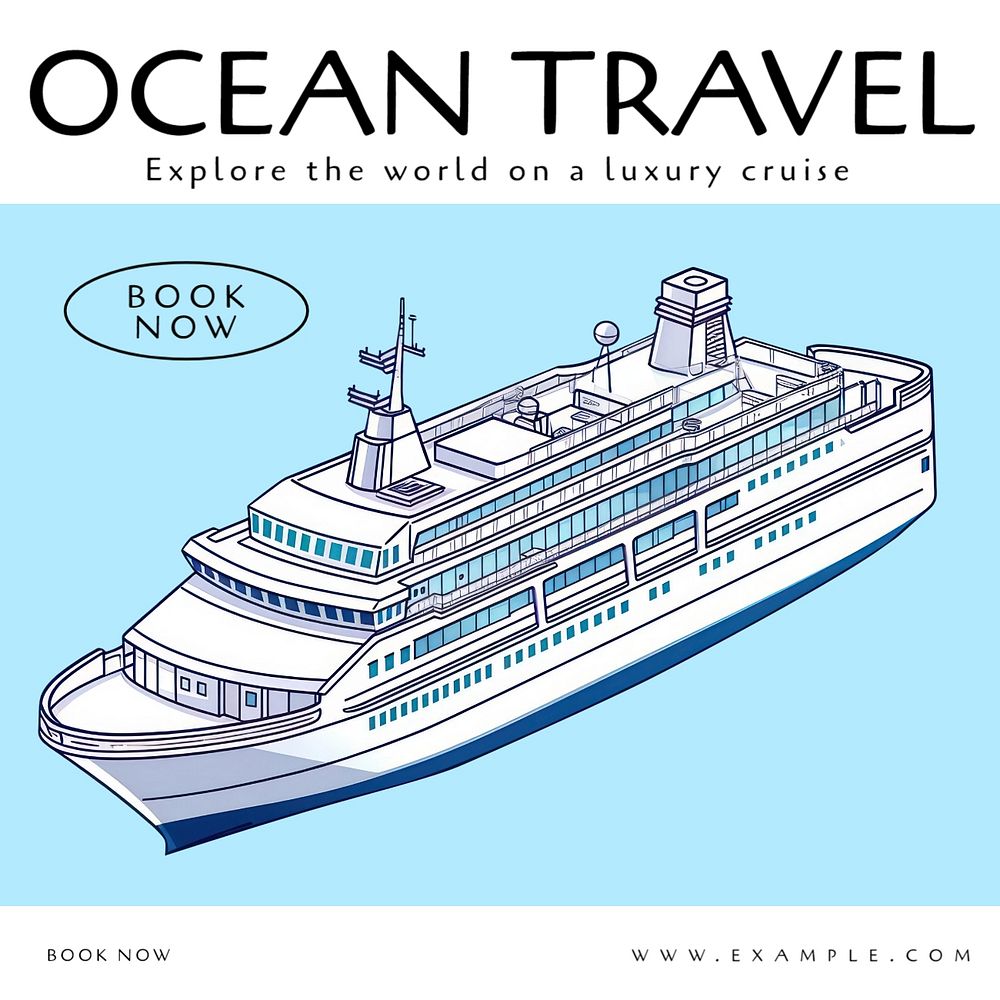 Ocean travel Instagram post template