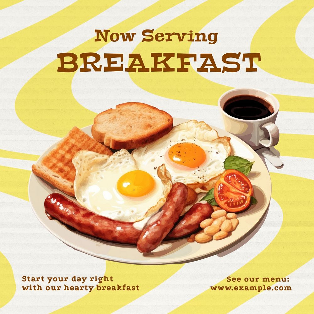 Breakfast restaurant ads Instagram post template