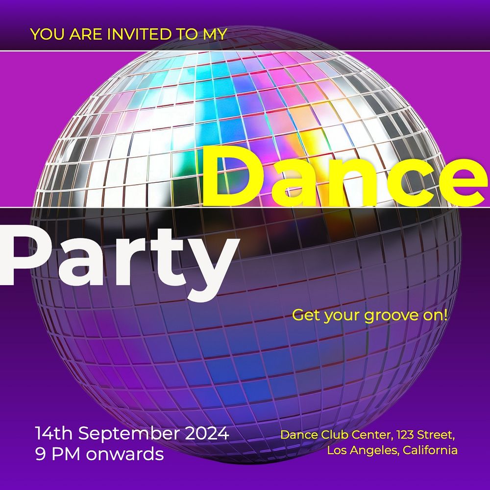 Dance party invitation Instagram post template