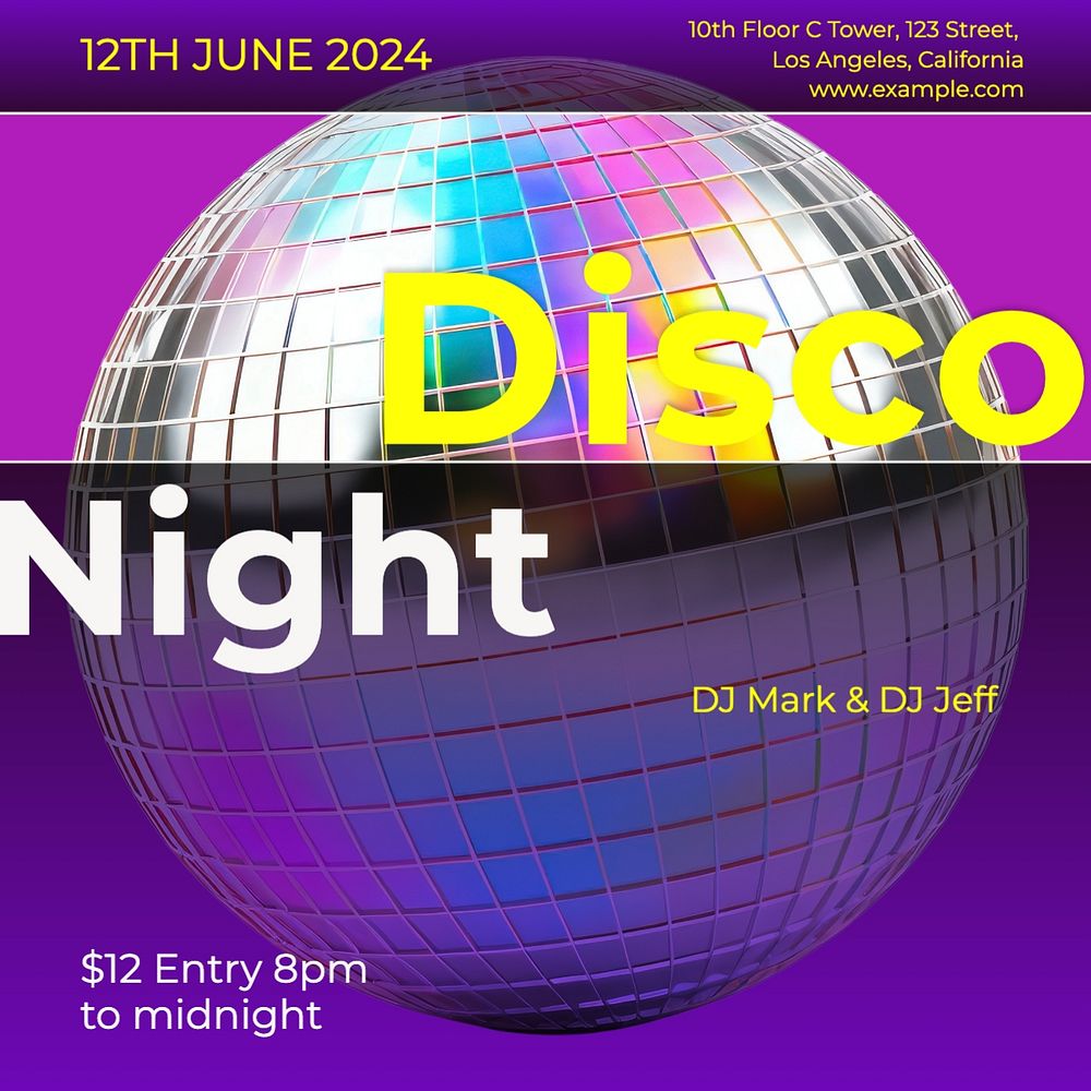 Disco night Instagram post template