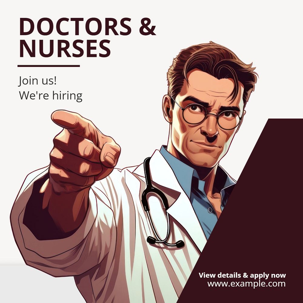 Hiring doctors & nurses Instagram post template