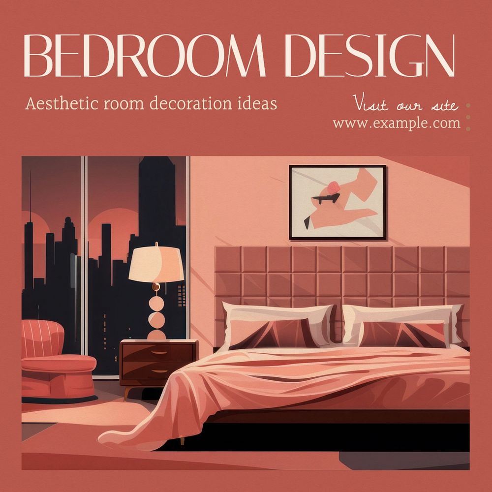 Bedroom design Instagram post template