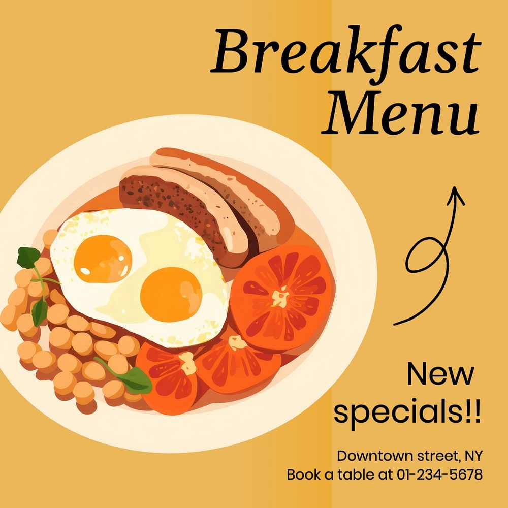 Breakfast menu Instagram post template