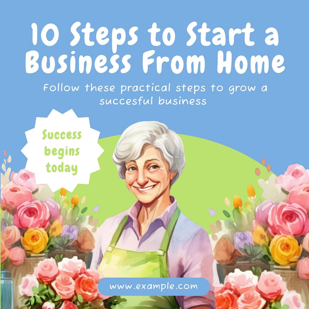 10 steps to start business Instagram post template