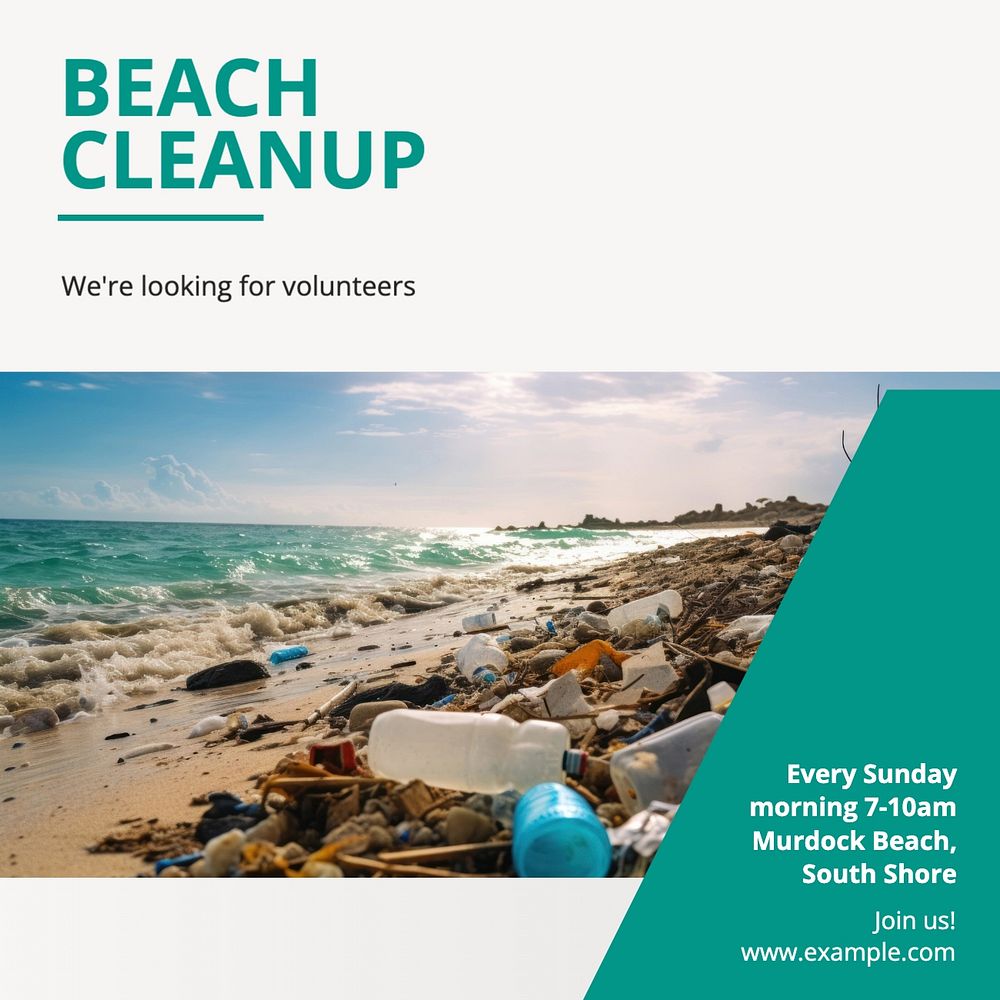 Beach cleanup Instagram post template