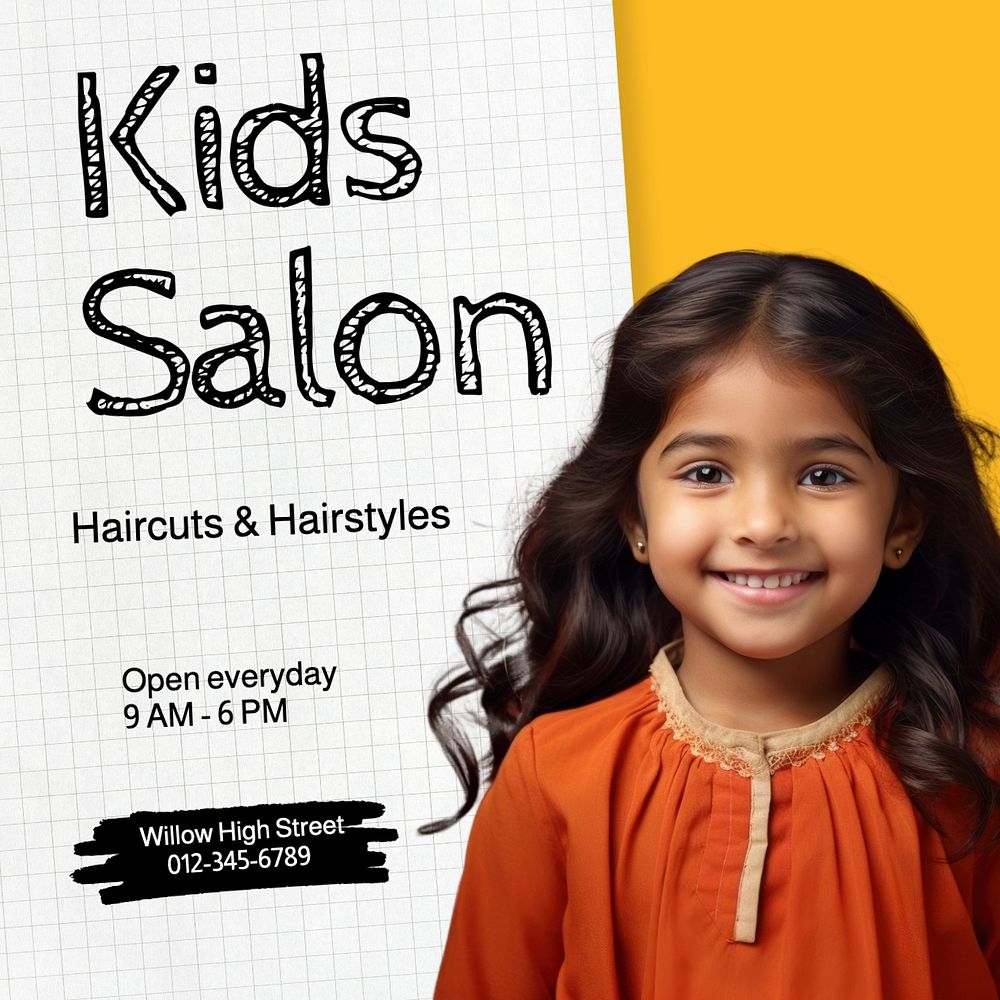 Kids salon Instagram post template