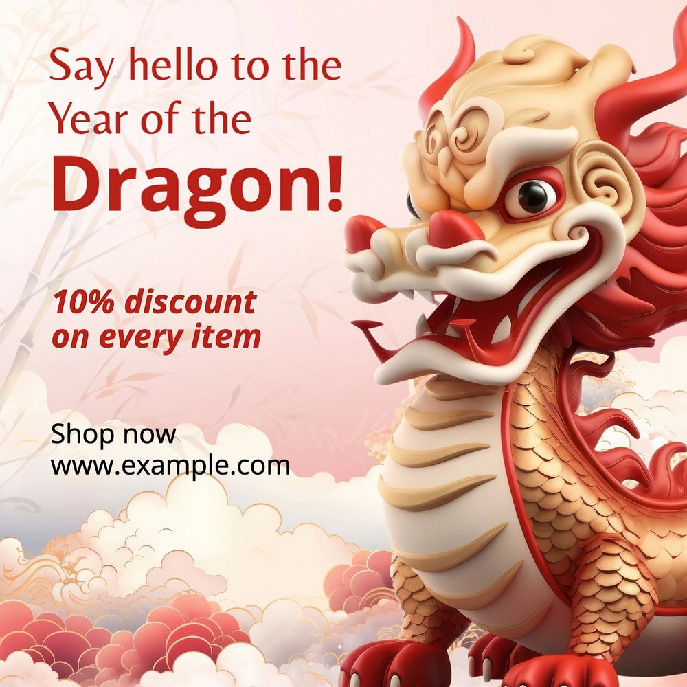 Year of dragon Instagram post template