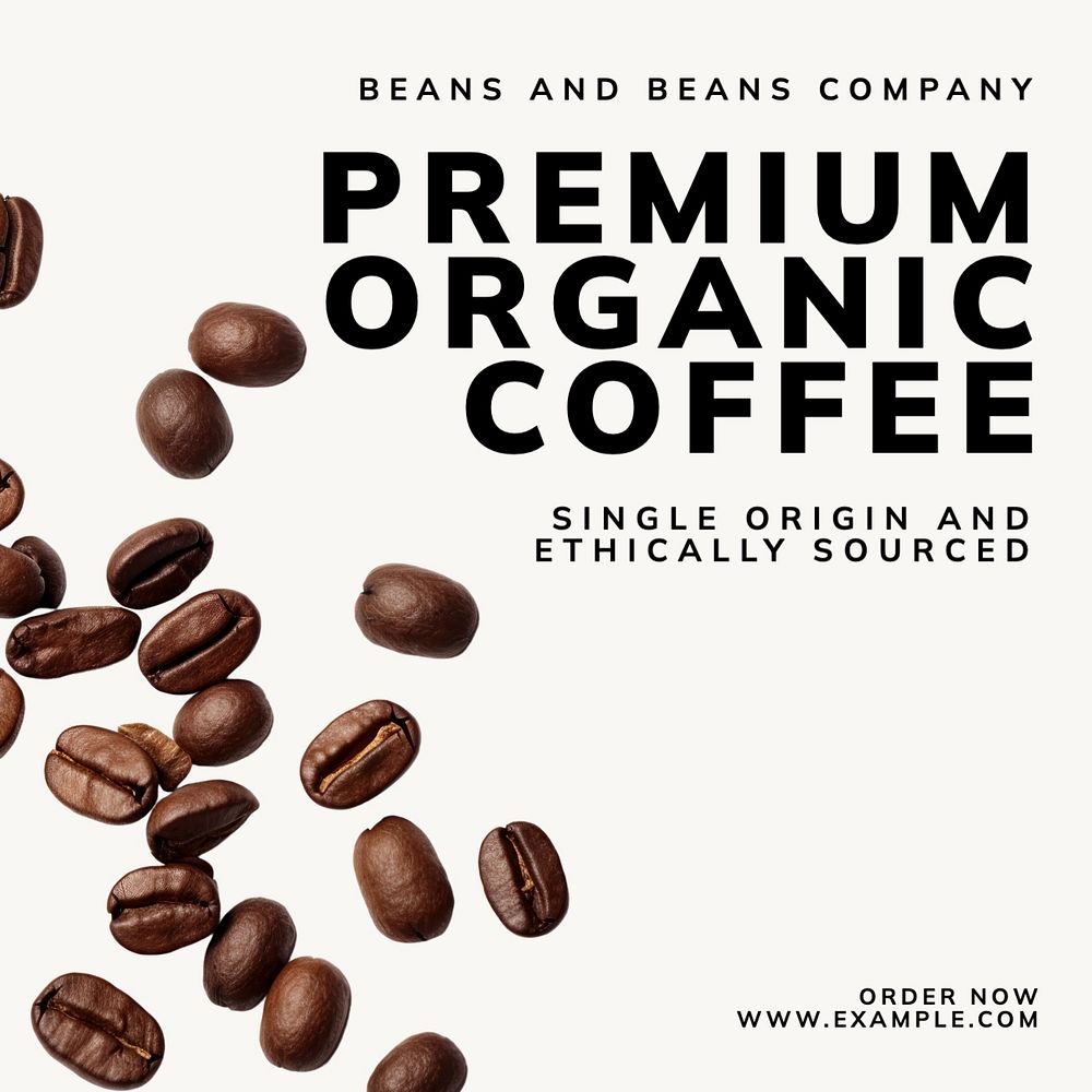 Organic coffee beans Instagram post template