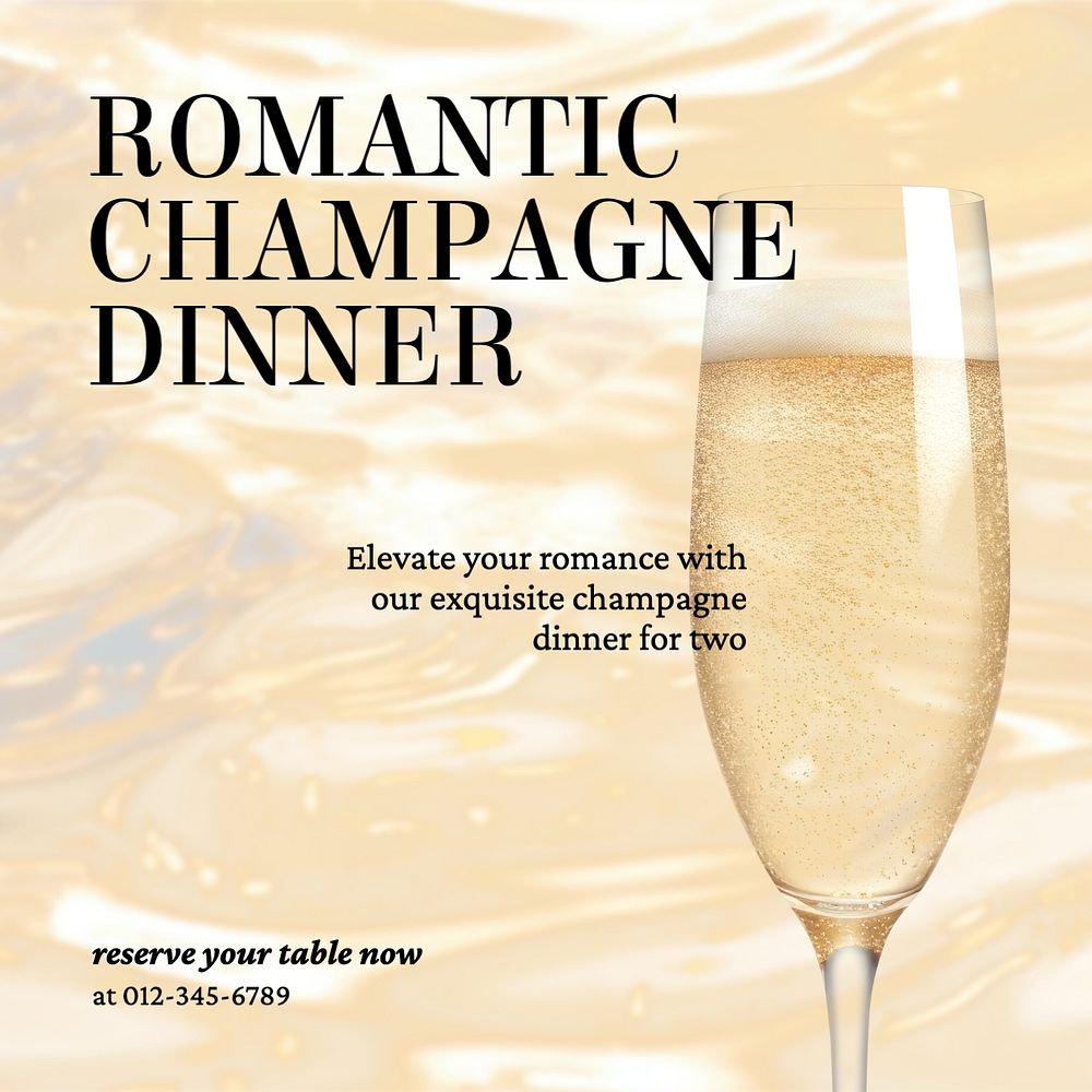 Romantic Champagne dinner Instagram post template