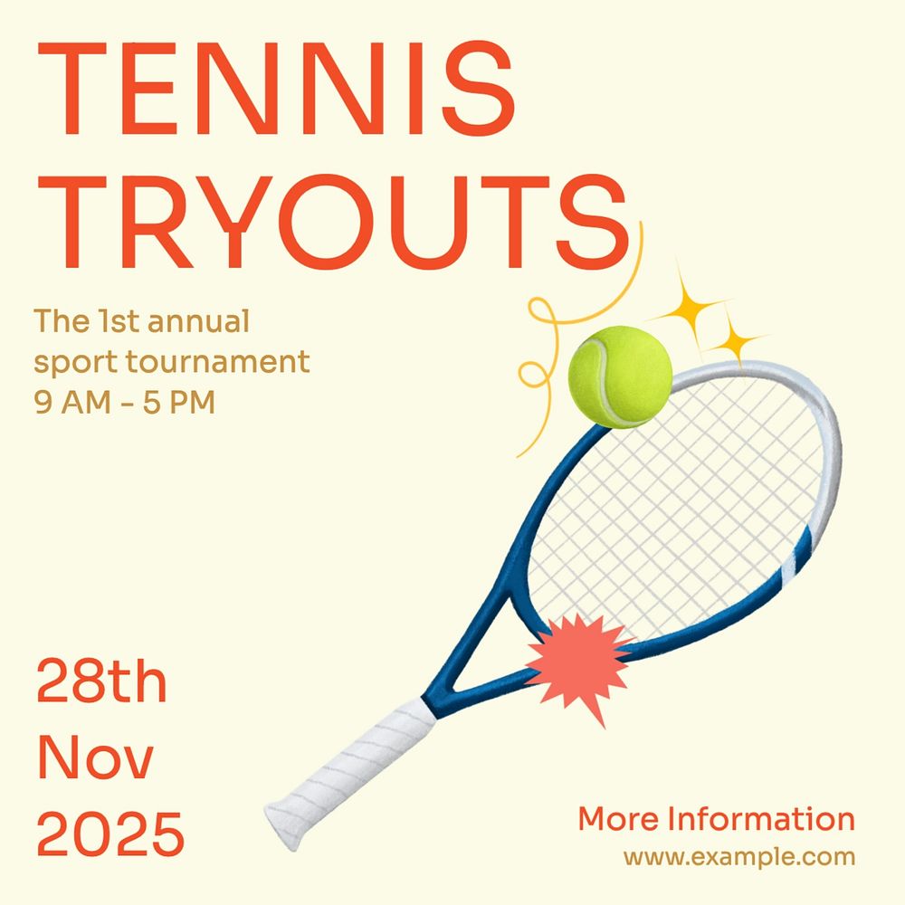 Tennis tryouts Instagram post template