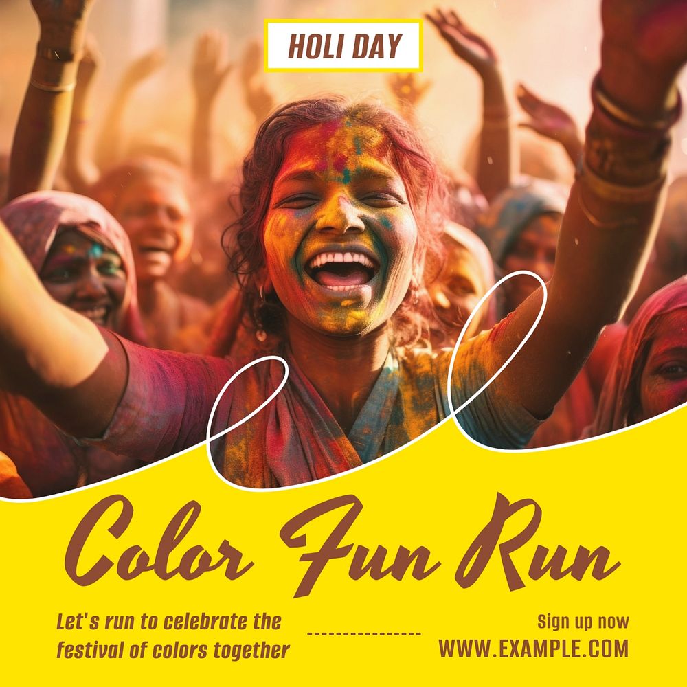 Holi day run Instagram post template