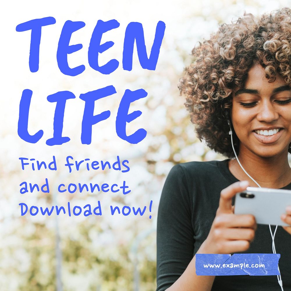 Teen life Instagram post template