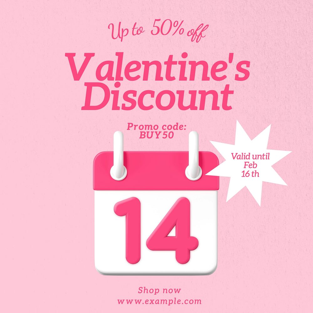 Valentine's discount Instagram post template