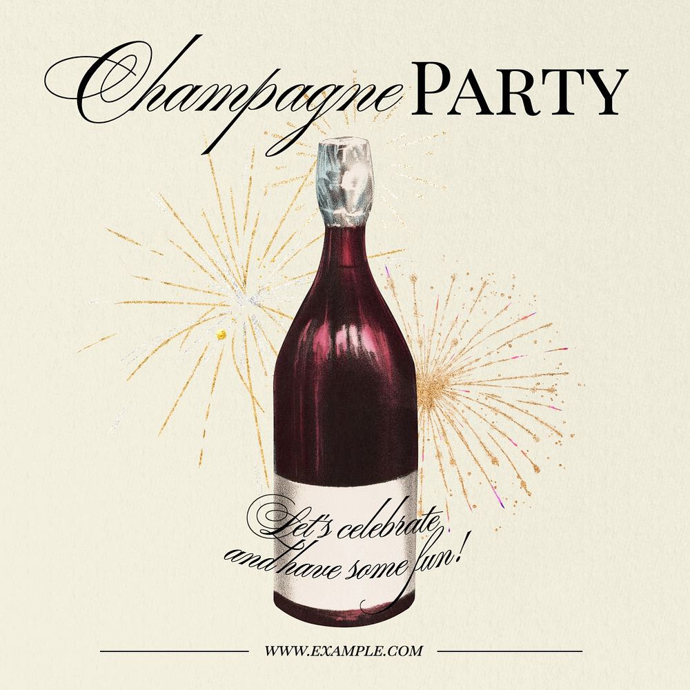 Champagne party Instagram post template