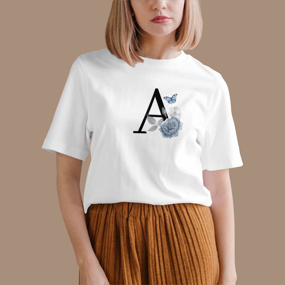 White t-shirt mockup, women's fashion