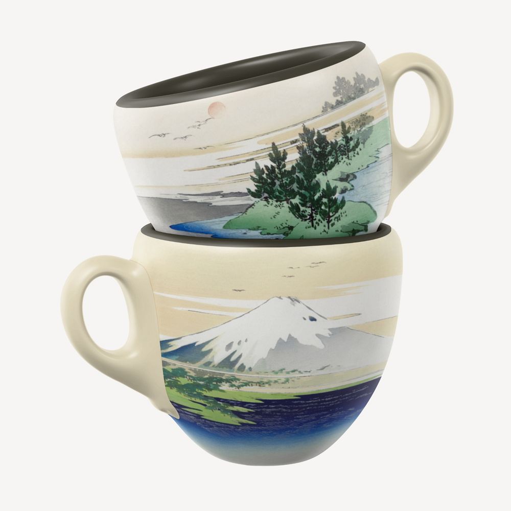 Ceramic espresso cup mockup, Japanese design