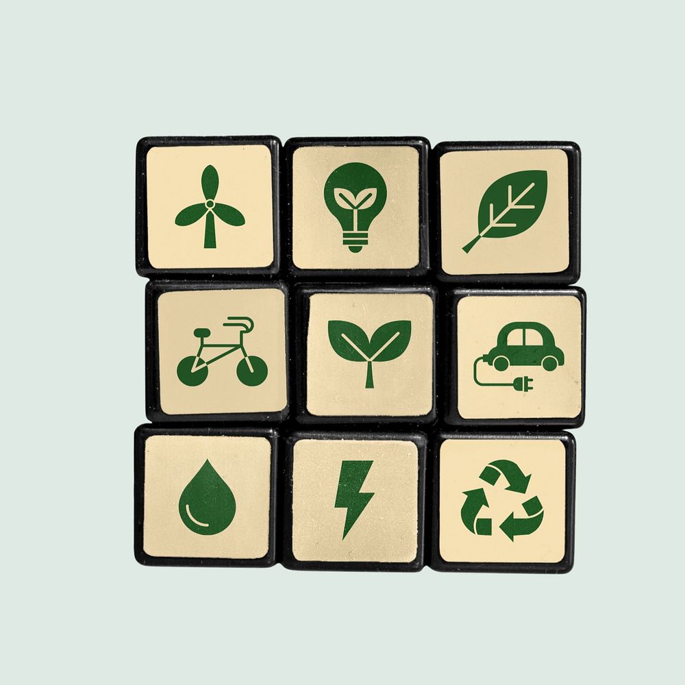 Puzzle cube mockup, green design