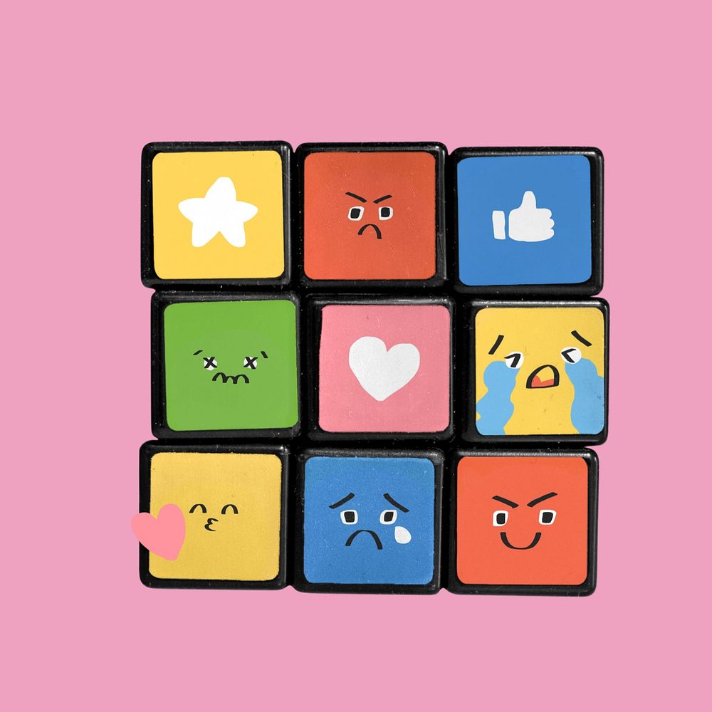 Puzzle cube mockup, pink design