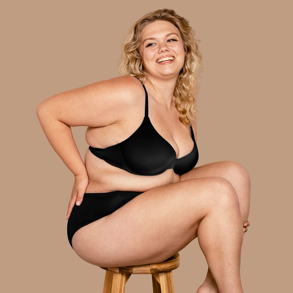 Women's lingerie mockup, plus-sized woman design