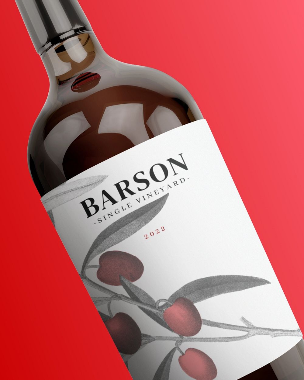 Wine label mockup, editable product packaging