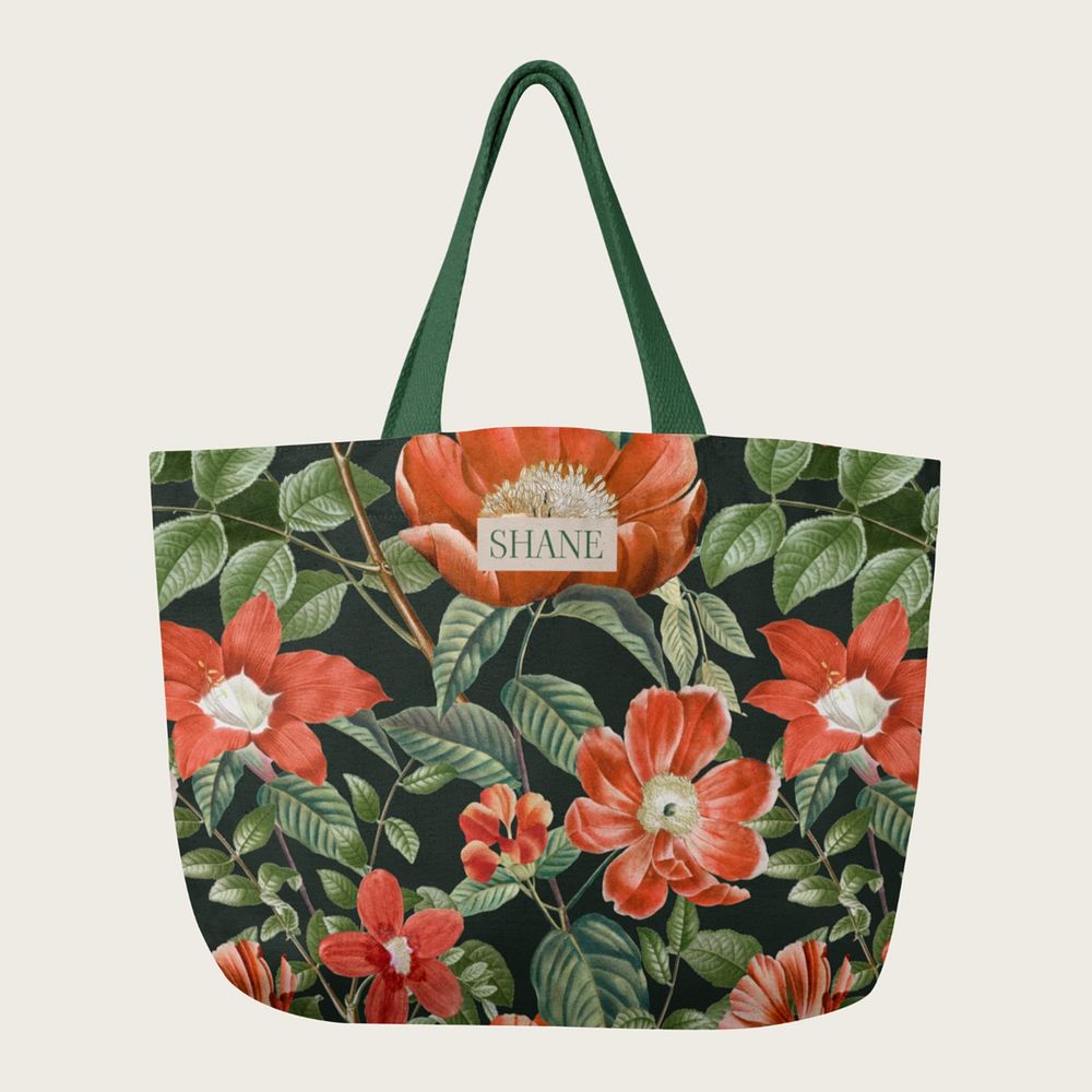 Canvas tote bag mockup, floral design