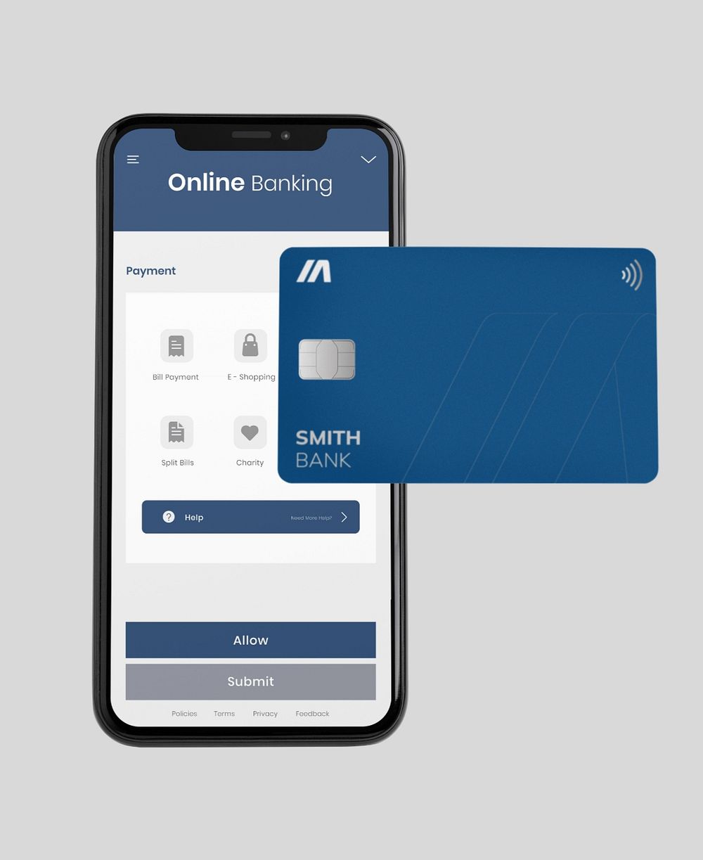 Credit card mockup, editable phone screen design