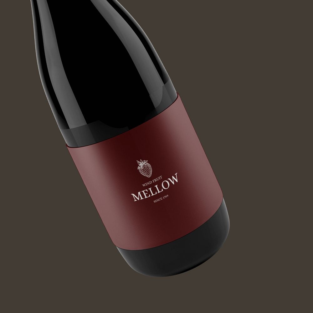 Wine label mockup, editable bottle design