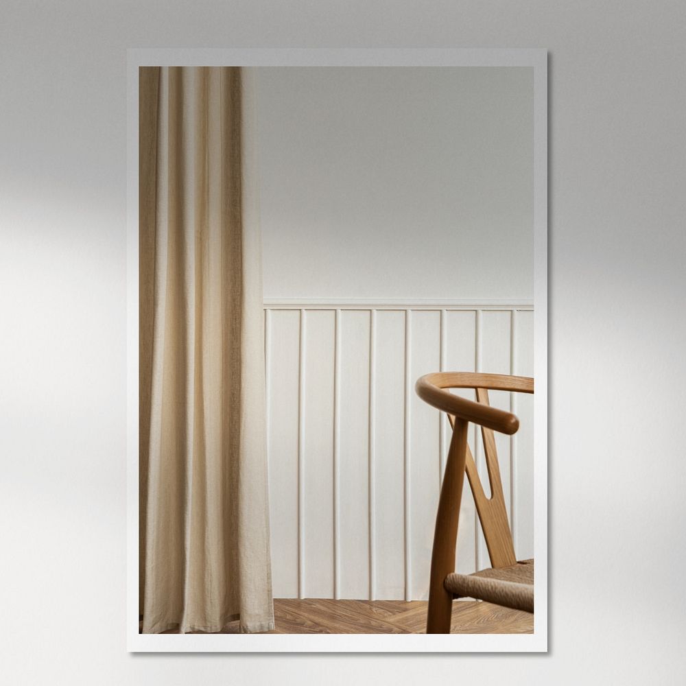 Realistic paper frame mockup, interior photo